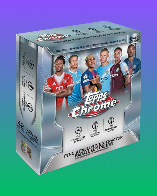 Topps Chrome UCC 2025/26 - Mega Box avec 8 Parallèles Exclusifs
