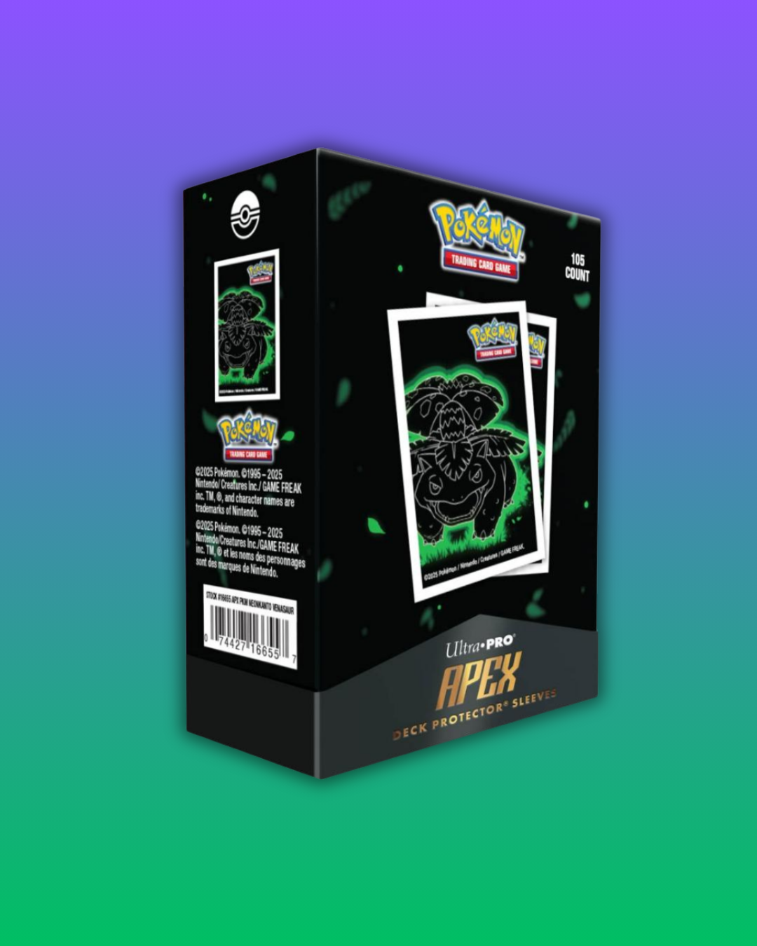 Protège-cartes Ultra Pro APEX (105) Standard Size – Florizarre / Venusaur (Neon Kanto Pokémon Officiel)